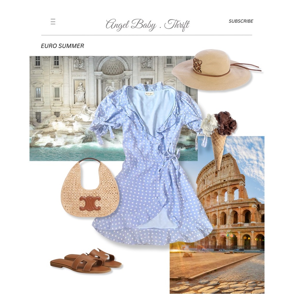 Cottage Summer Party For Love & Lemons Heart Ribbon Blue Polka Dot Wrap Dress